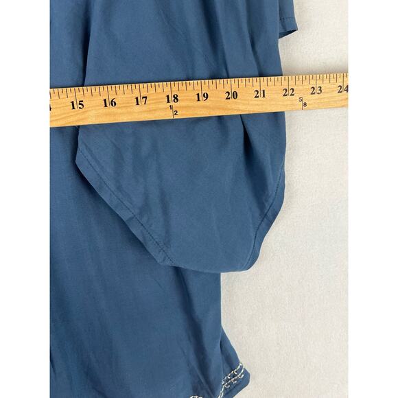Ya Los Angeles Blue Embroidered Peasant Blouse Sz - Picture 8 of 9